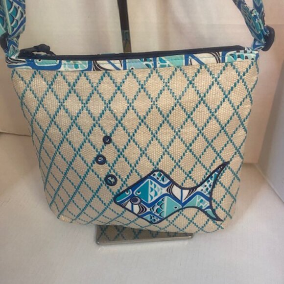 Vera Bradley Beach Crossbody bag in the Go Fish Blue pattern - Picture 2 of 7